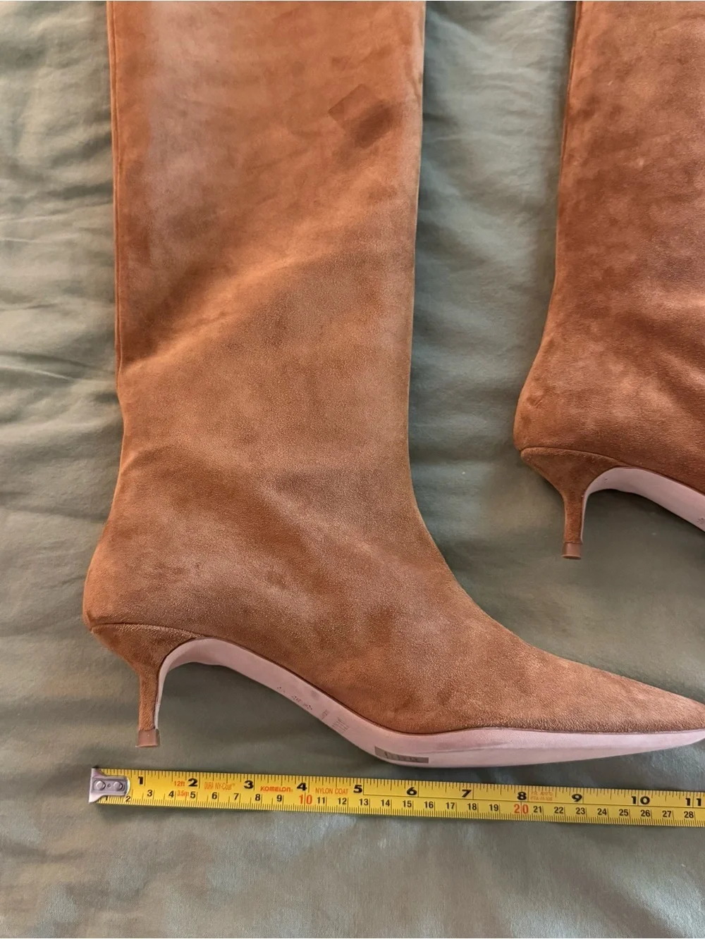New Staud Sebastian Kitten Heel Suede Knee High Tan Boots Size EU 40.5 10.5 $595